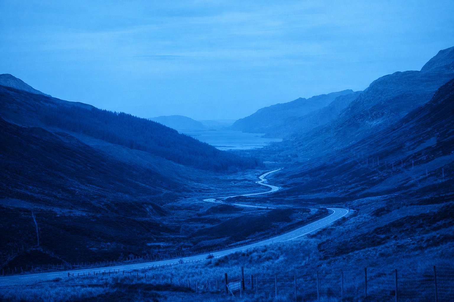 Mountain valley with winding road